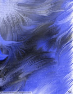 Blue, black, and white Photoshop painting titled, "Frozen Notch"