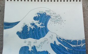 "White Waves" photo of pencil/pen drawing